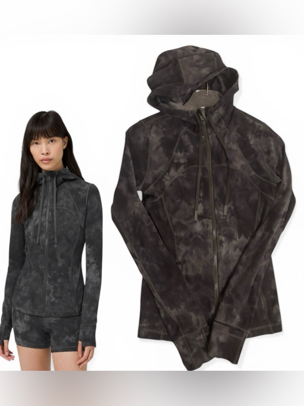 Lululemon Hooded Define Jacket Nulu Diamond Dye Pitch Grey Size 6 Sculpt Zip